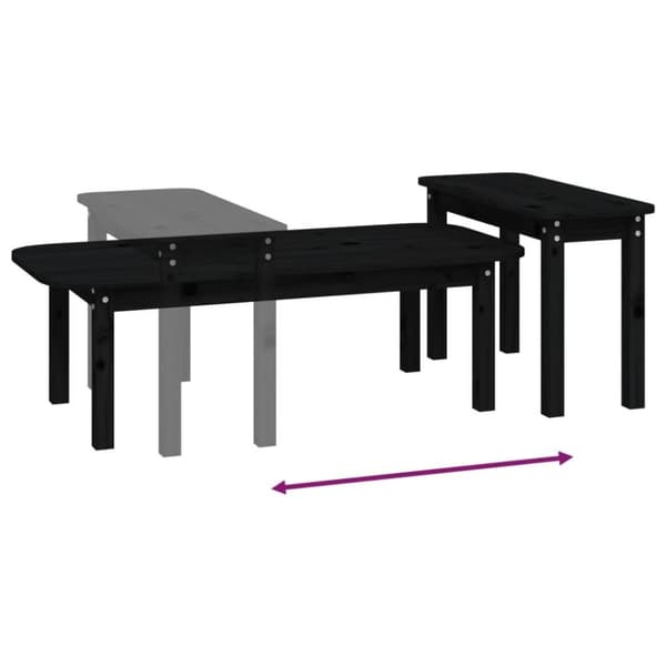 vidaXL Satsbord 2 st svart massiv furu