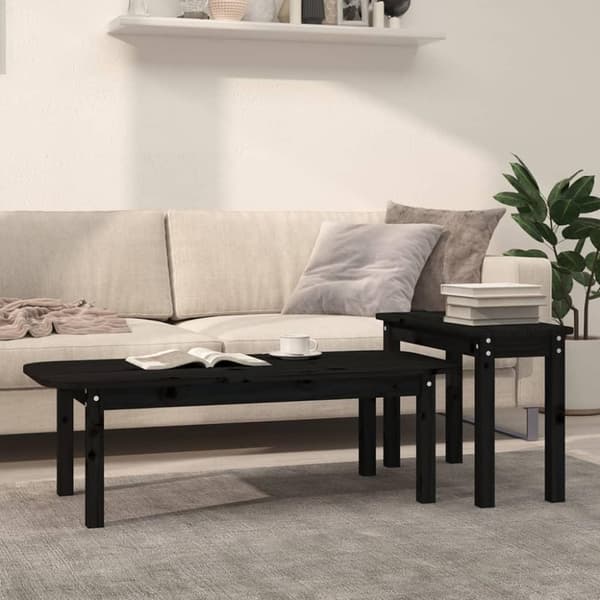 vidaXL Satsbord 2 st svart massiv furu