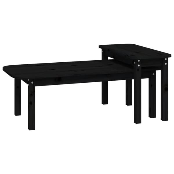 vidaXL Satsbord 2 st svart massiv furu