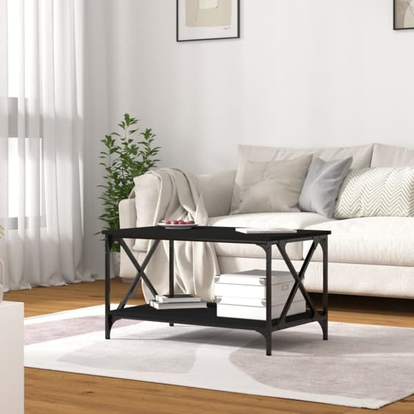 vidaXL Soffbord svart 80x50x45 cm konstruerat trä och järn