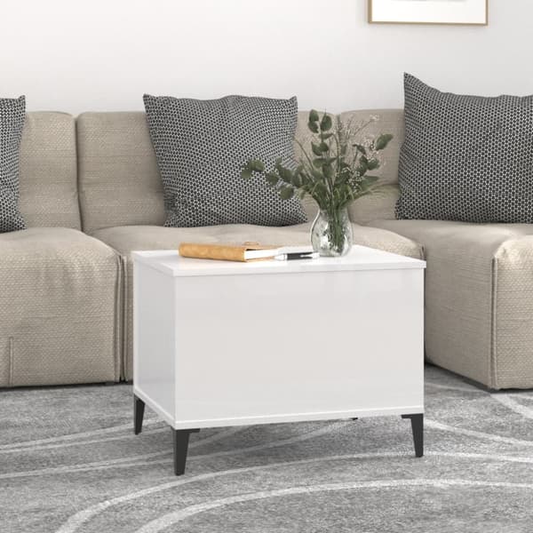 vidaXL Soffbord vit högglans 60x44,5x45 cm konstruerat trä