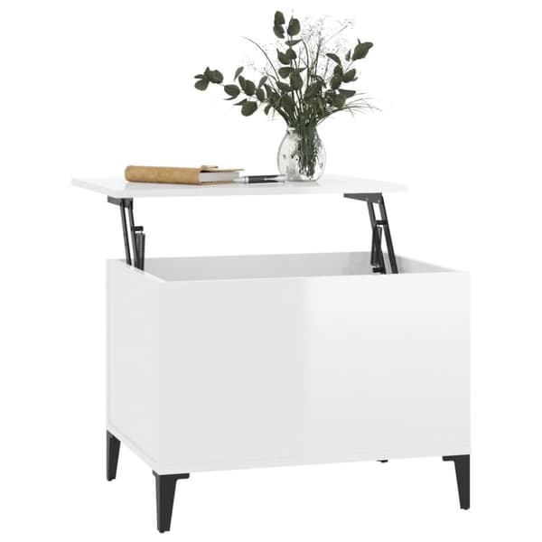 vidaXL Soffbord vit högglans 60x44,5x45 cm konstruerat trä