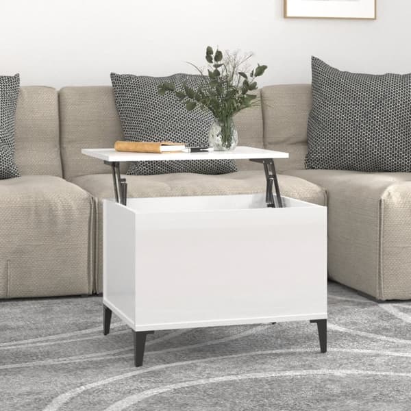vidaXL Soffbord vit högglans 60x44,5x45 cm konstruerat trä