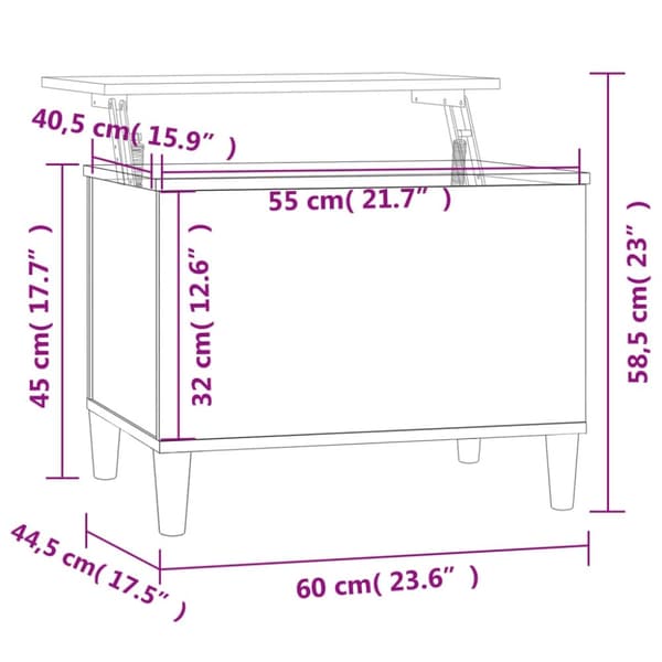 vidaXL Soffbord svart 60x44,5x45 cm konstruerat trä