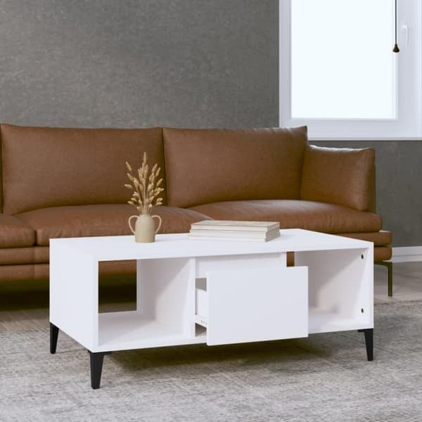 vidaXL Salongbord hvit 90x50x36,5 cm konstruert tre