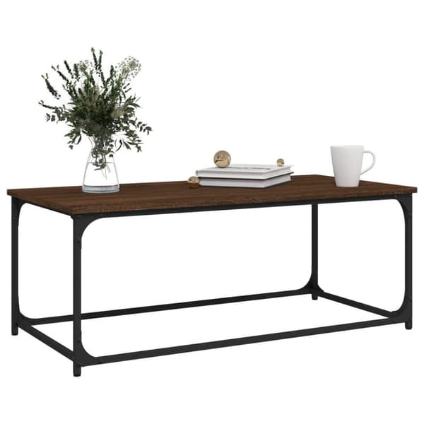 vidaXL Soffbord brun ek 102x50x40 cm konstruerat trä och järn