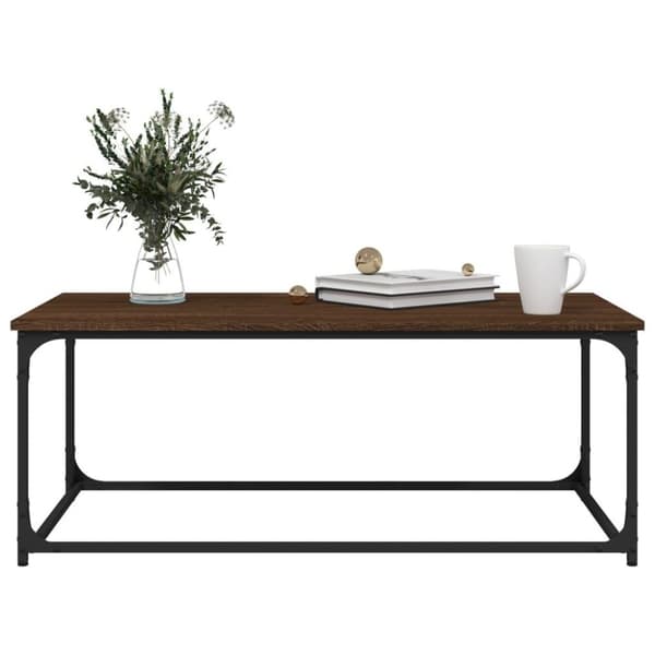 vidaXL Soffbord brun ek 102x50x40 cm konstruerat trä och järn
