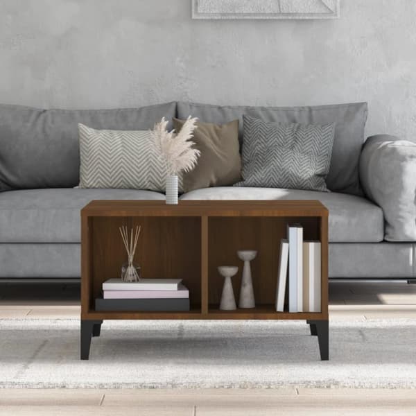 vidaXL Soffbord brun ek 60x50x36,5 cm konstruerat trä