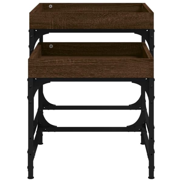 vidaXL Sidebord 2 stk brun eik konstruert tre