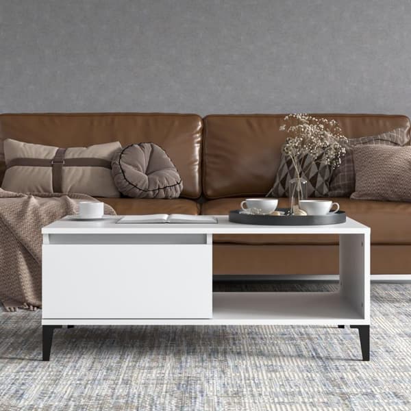 vidaXL Soffbord vit 90x50x36,5 cm konstruerat trä