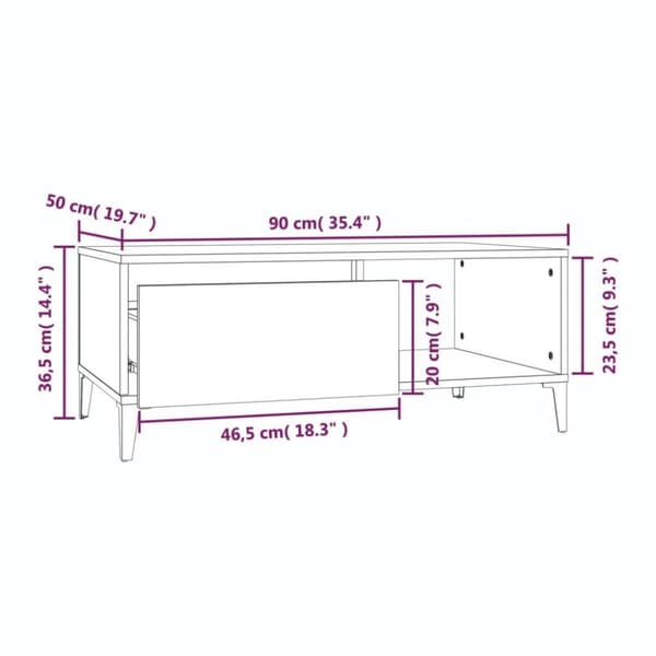 vidaXL Soffbord vit 90x50x36,5 cm konstruerat trä