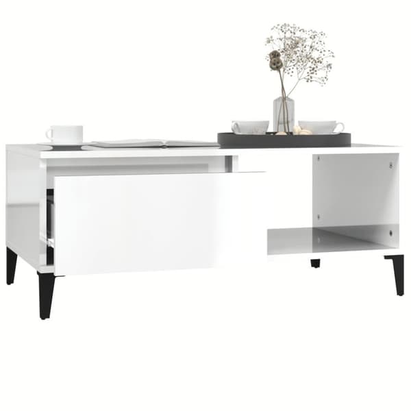 vidaXL Salongbord høyglans hvit 90x50x36,5 cm konstruert tre