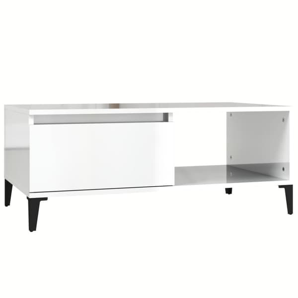 vidaXL Salongbord høyglans hvit 90x50x36,5 cm konstruert tre