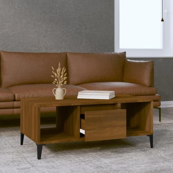 vidaXL Soffbord brun ek 90x50x36,5 cm konstruerat trä