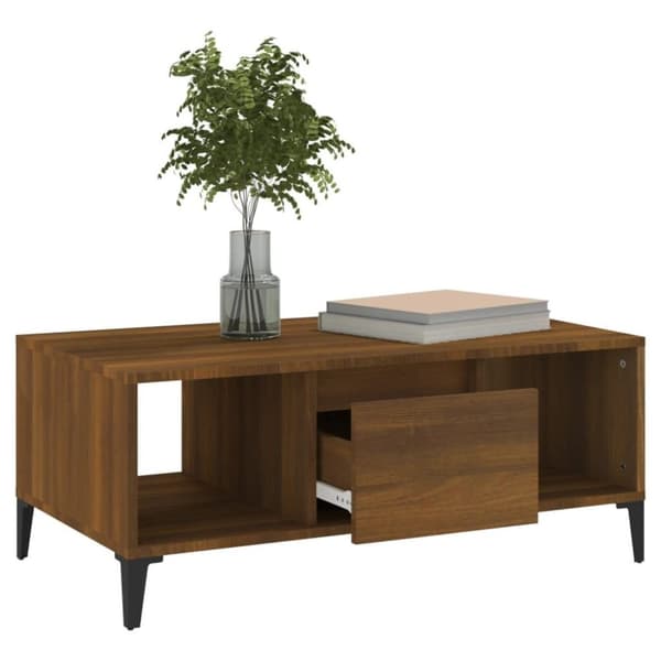 vidaXL Soffbord brun ek 90x50x36,5 cm konstruerat trä