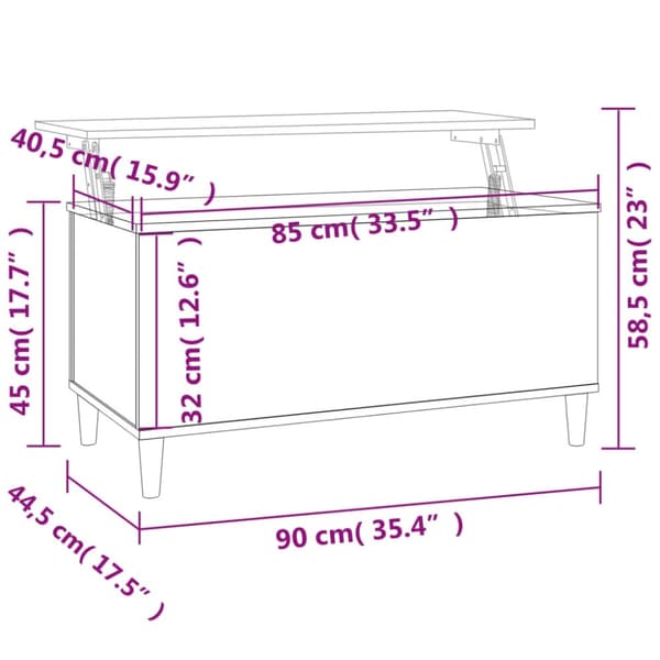 vidaXL Soffbord svart 90x44,5x45 cm konstruerat trä