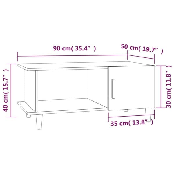 vidaXL Soffbord vit högglans 90x50x40 cm konstruerat trä