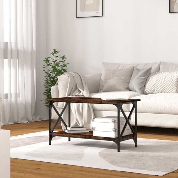 vidaXL Salongbord røkt eik 80x45x45 cm konstruert tre og jern