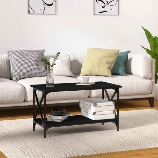 vidaXL Salongbord svart 80x45x45 cm konstruert tre og jern