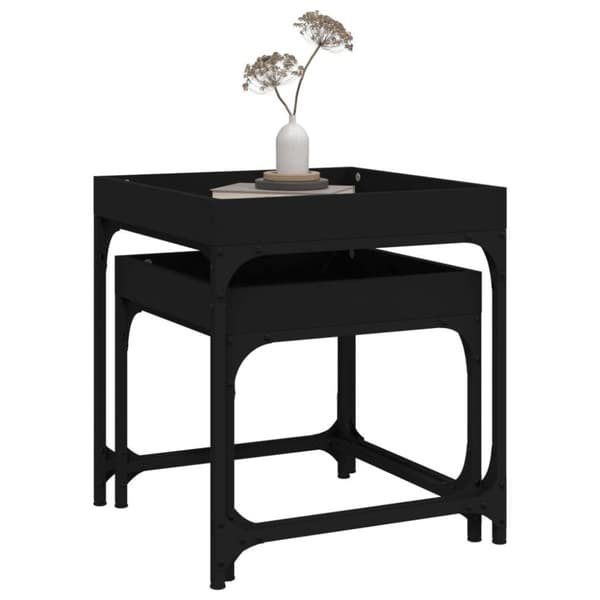 vidaXL Sidebord 2 stk svart konstruert tre