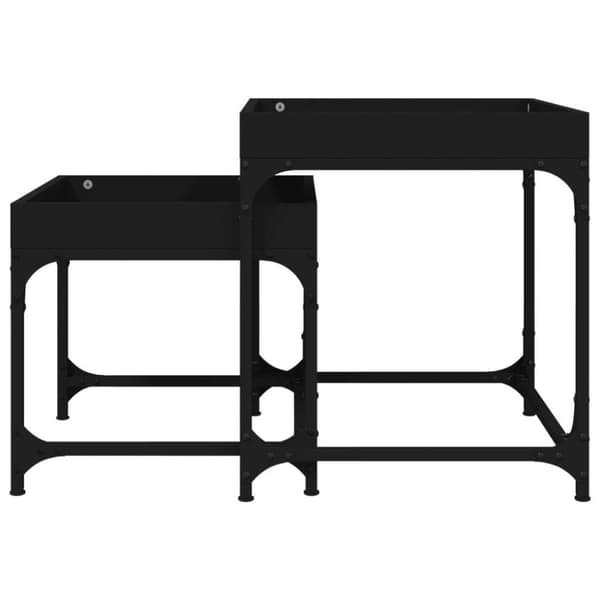 vidaXL Sidebord 2 stk svart konstruert tre