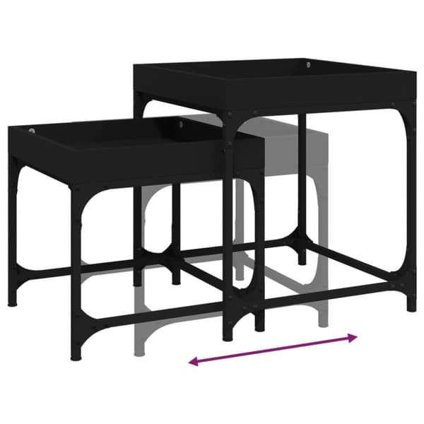 vidaXL Sidebord 2 stk svart konstruert tre