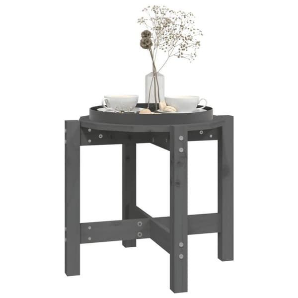 vidaXL Salongbord grå Ø 52,5x45 cm heltre furu