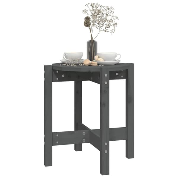vidaXL Salongbord grå Ø 42,5x45 cm heltre furu