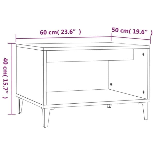 vidaXL Soffbord vit högglans 60x50x40 cm konstruerat trä