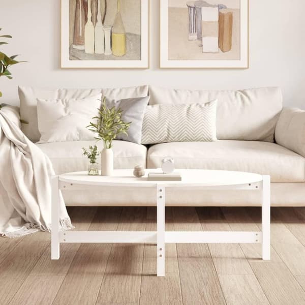 vidaXL Soffbord vit 118x63x45 cm massiv furu