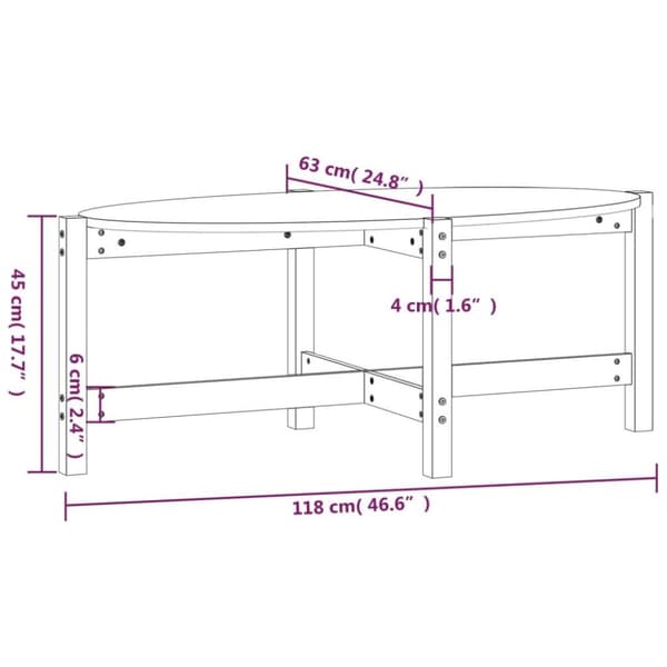 vidaXL Soffbord vit 118x63x45 cm massiv furu