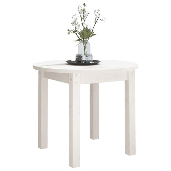 vidaXL Salongbord hvit Ø 55x45 cm heltre furu