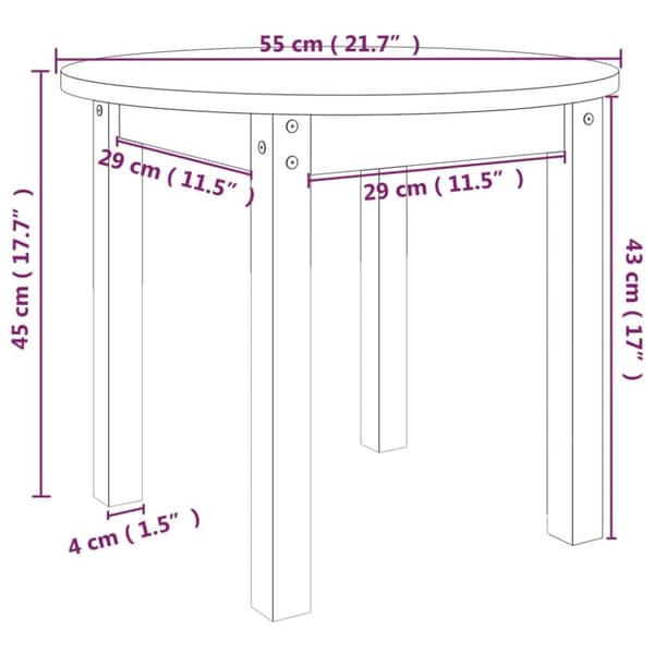 vidaXL Salongbord hvit Ø 55x45 cm heltre furu