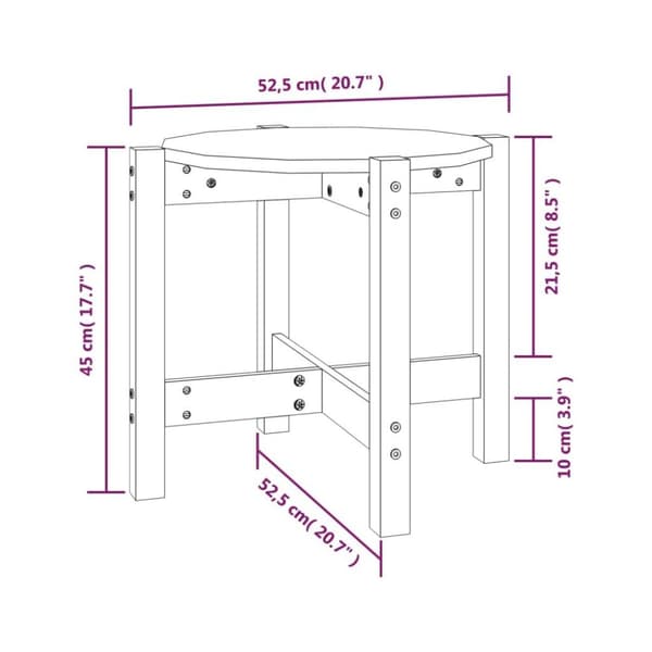 vidaXL Salongbord Ø 52,5x45 cm heltre furu