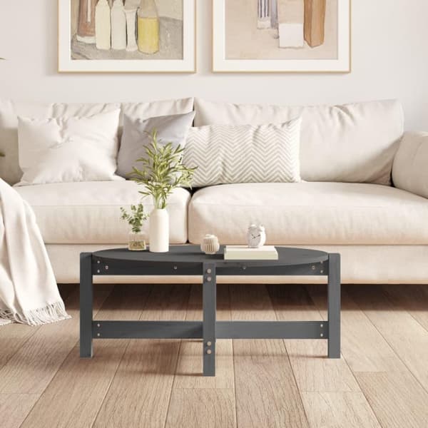 vidaXL Soffbord grå 87x48x35 cm massiv furu