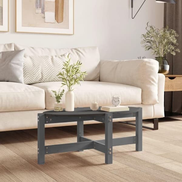 vidaXL Soffbord grå 87x48x35 cm massiv furu