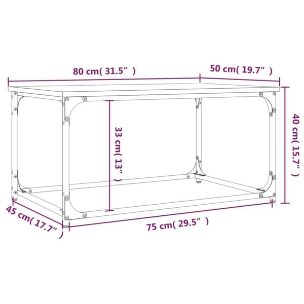 vidaXL Soffbord brun ek 80x50x40 cm konstruerat trä och järn