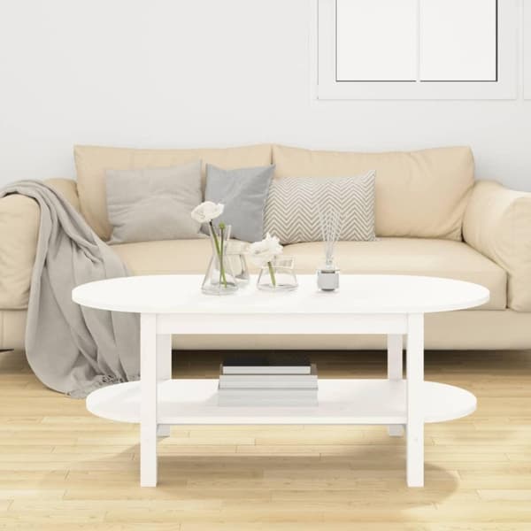 vidaXL Salongbord hvit 110x55x45 cm heltre furu