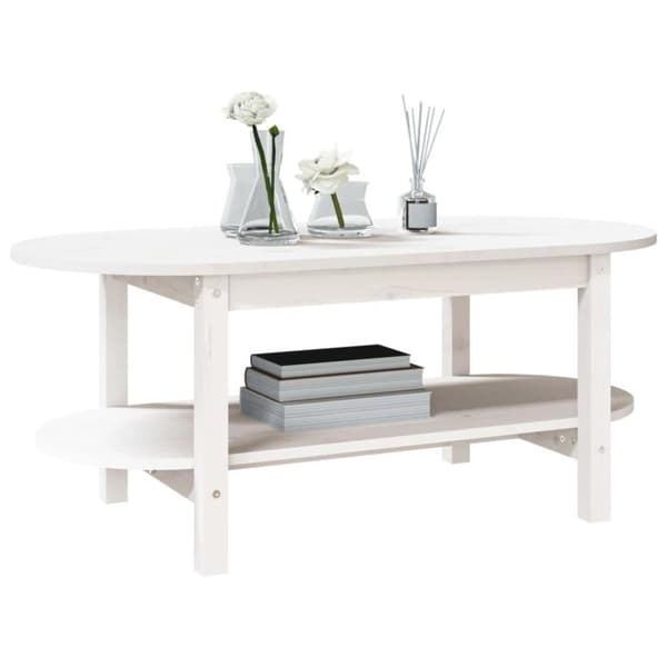 vidaXL Salongbord hvit 110x55x45 cm heltre furu