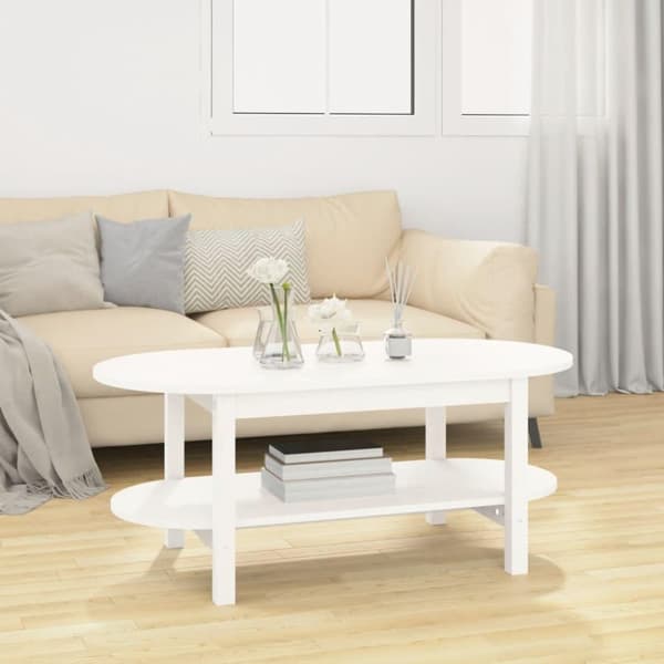 vidaXL Salongbord hvit 110x55x45 cm heltre furu
