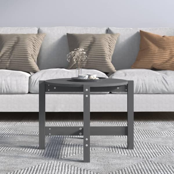 vidaXL Soffbord grå Ø 62,5x45 cm massivt furu