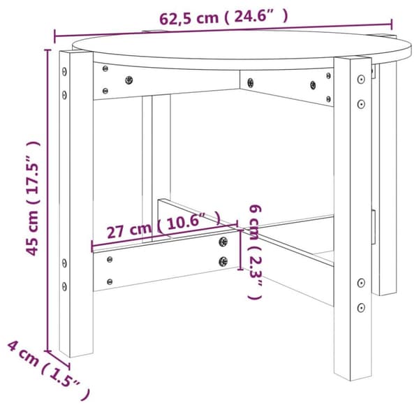 vidaXL Soffbord grå Ø 62,5x45 cm massivt furu