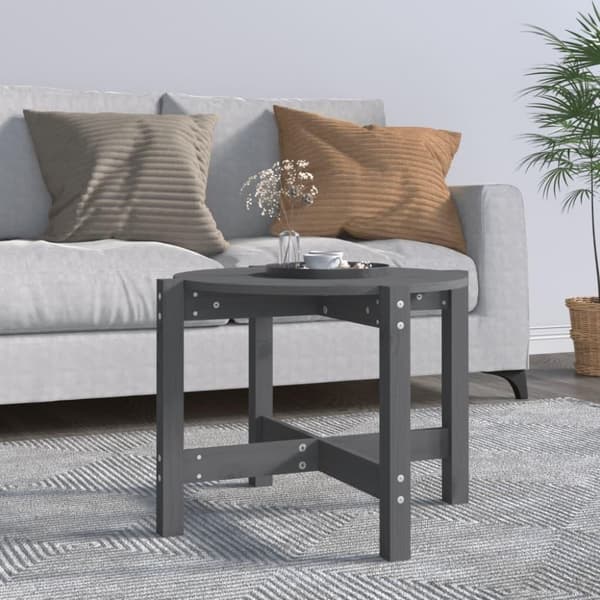 vidaXL Soffbord grå Ø 62,5x45 cm massivt furu