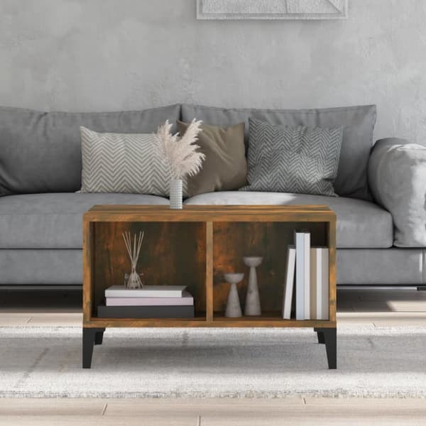 vidaXL Soffbord rökfärgad ek 60x50x36,5 cm konstruerat trä