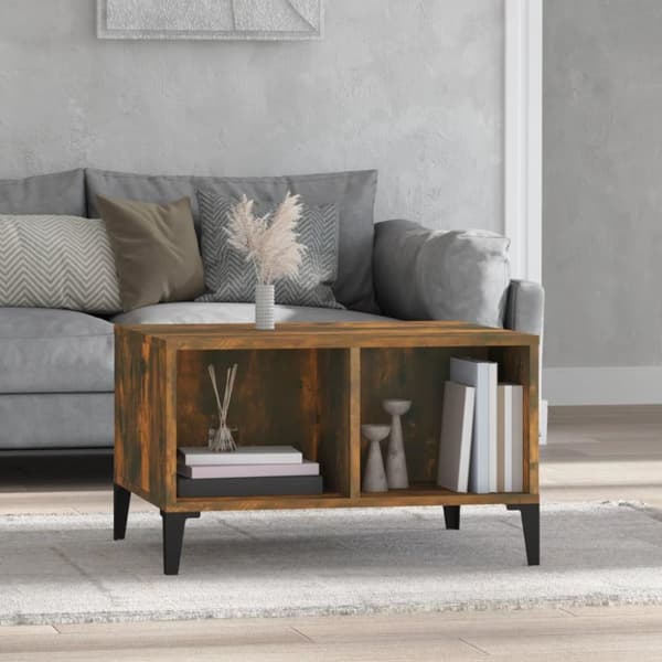 vidaXL Soffbord rökfärgad ek 60x50x36,5 cm konstruerat trä