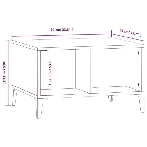 vidaXL Soffbord vit högglans 60x50x36,5 cm konstruerat trä