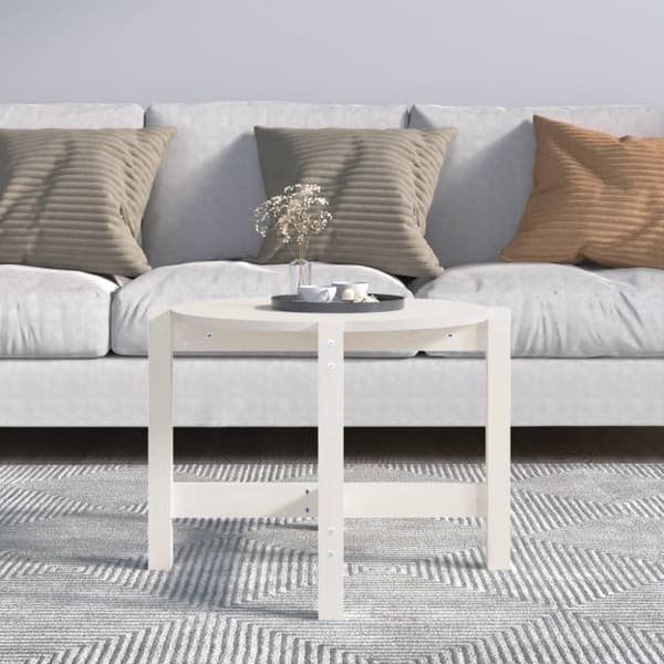 vidaXL Soffbord vit Ø 62,5x45cm massiv furu
