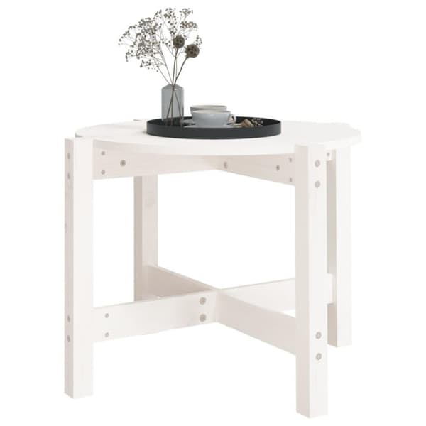 vidaXL Soffbord vit Ø 62,5x45cm massiv furu