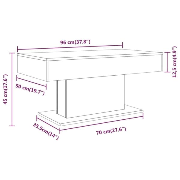 vidaXL Salongbord røkt eik 96x50x45 cm konstruert tre