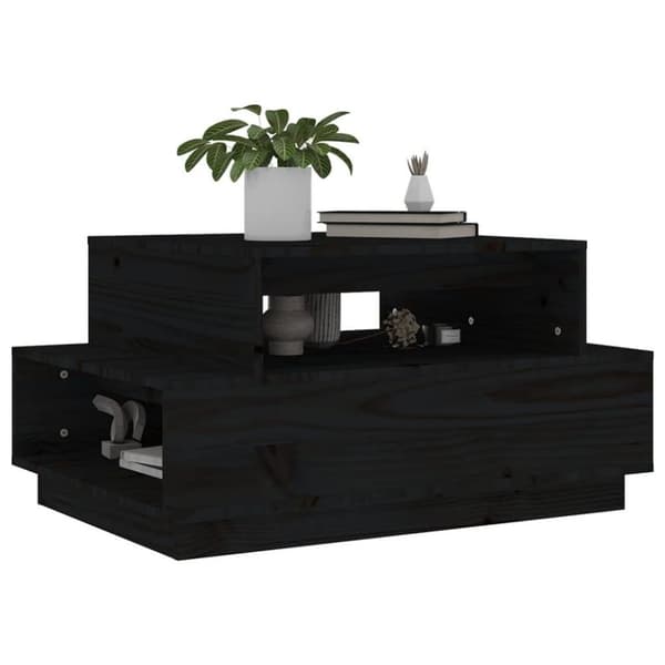 vidaXL sofabord 80x55x40,5 cm massivt fyrretræ sort
